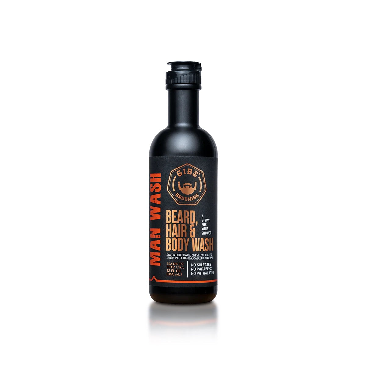 GIBS Original Man Wash: Beard, Hair & Body Hydrator 12 oz