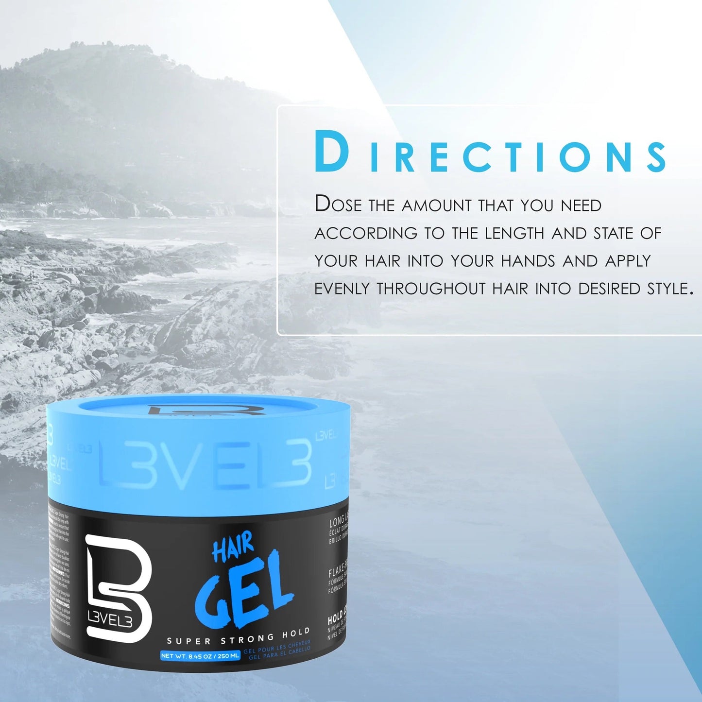 L3VEL3 Barber Hair Gel - Extreme Hold Men's Styling Gel