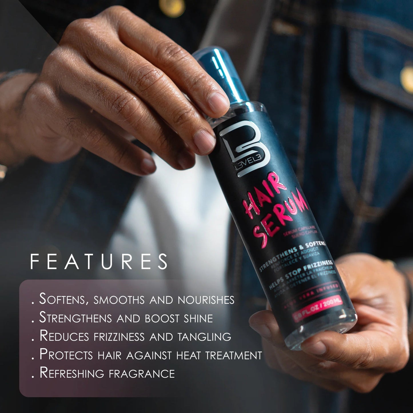 L3VEL3 Hair Serum - Shine & Anti-Frizz Treatment for Men