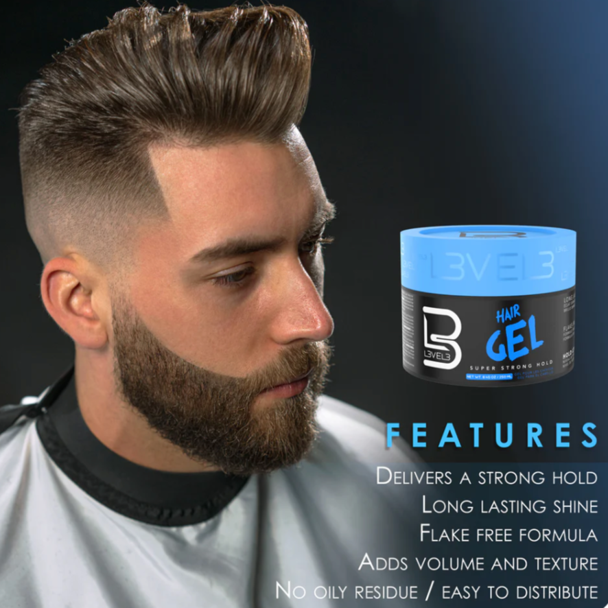 L3VEL3 Barber Hair Gel - Extreme Hold Men's Styling Gel